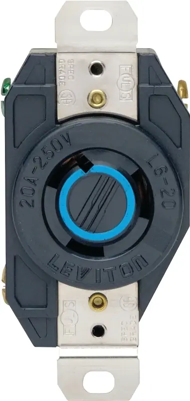 V-0-max 20 Amps 250 V Single Black Locking Receptacle L6-20r 1 Pk