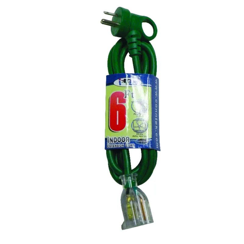 Indoor 6 Ft. Green Extension Cord 16/3 Sjtw With I-ring Plug