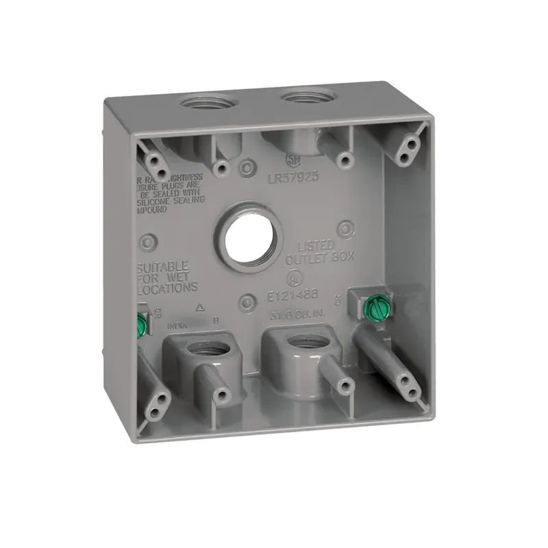 31 Cu In Square Metallic 2 Gang Outlet Box Gray 14351-5