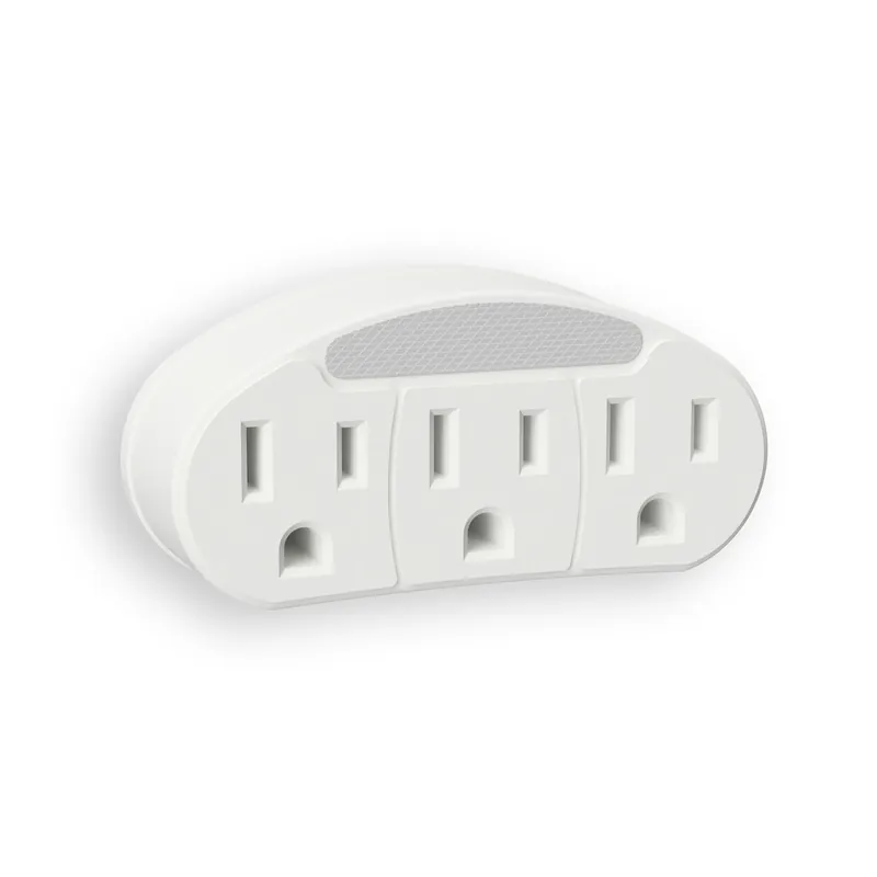 White Dusk To Dawn Led Outlet Adapter Night Light With 3 Grounded Outlets