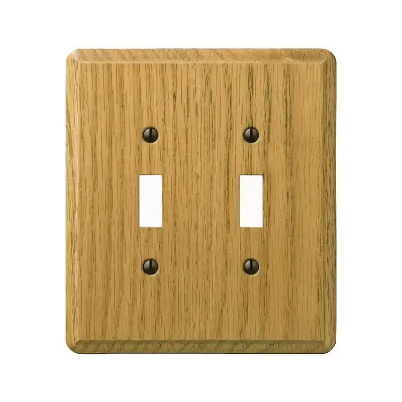 Contemporary Light Brown 2 Gang Wood Toggle Wall Plate 1 Pk