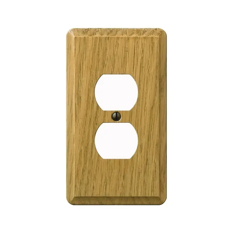 Contemporary Brown 1 Gang Wood Duplex Wall Plate 1 Pk