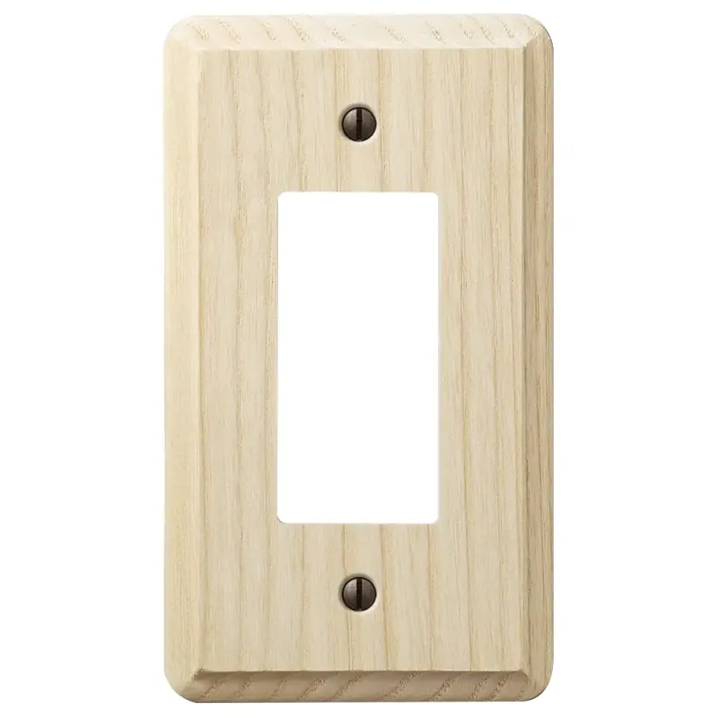 Contemporary Unfinished Beige 1 Gang Wood Decorator Wall Plate 1 Pk