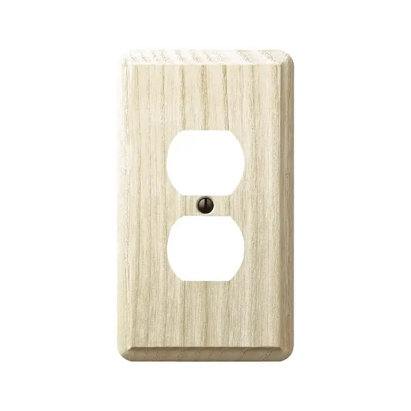 Contemporary Unfinished Beige 1 Gang Wood Duplex Wall Plate 1 Pk
