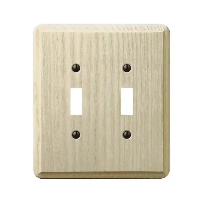 Contemporary Unfinished Beige 2 Gang Wood Toggle Wall Plate 1 Pk