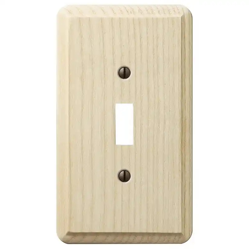 Contemporary Unfinished Beige 1 Gang Wood Toggle Wall Plate 1 Pk