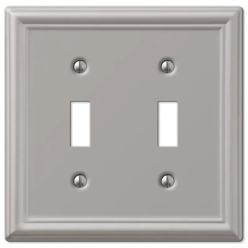 Chelsea Brushed Nickel 2 Gang Stamped Steel Toggle Wall Plate 1 Pk