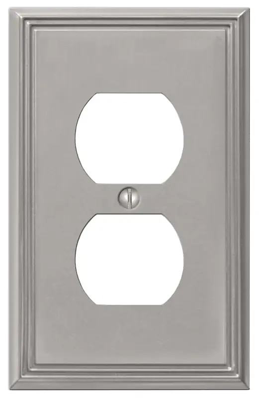 Metro Brushed Nickel 1 Gang Die-cast Metal Duplex Wall Plate 1 Pk