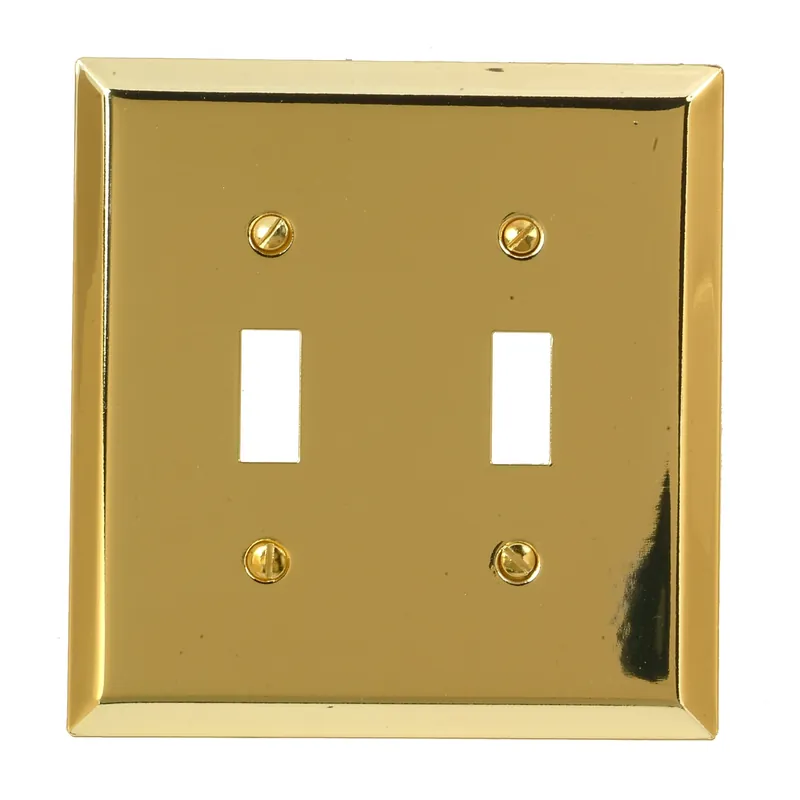 Century Polished Brass 2 Gang Stamped Steel Toggle Wall Plate 1 Pk