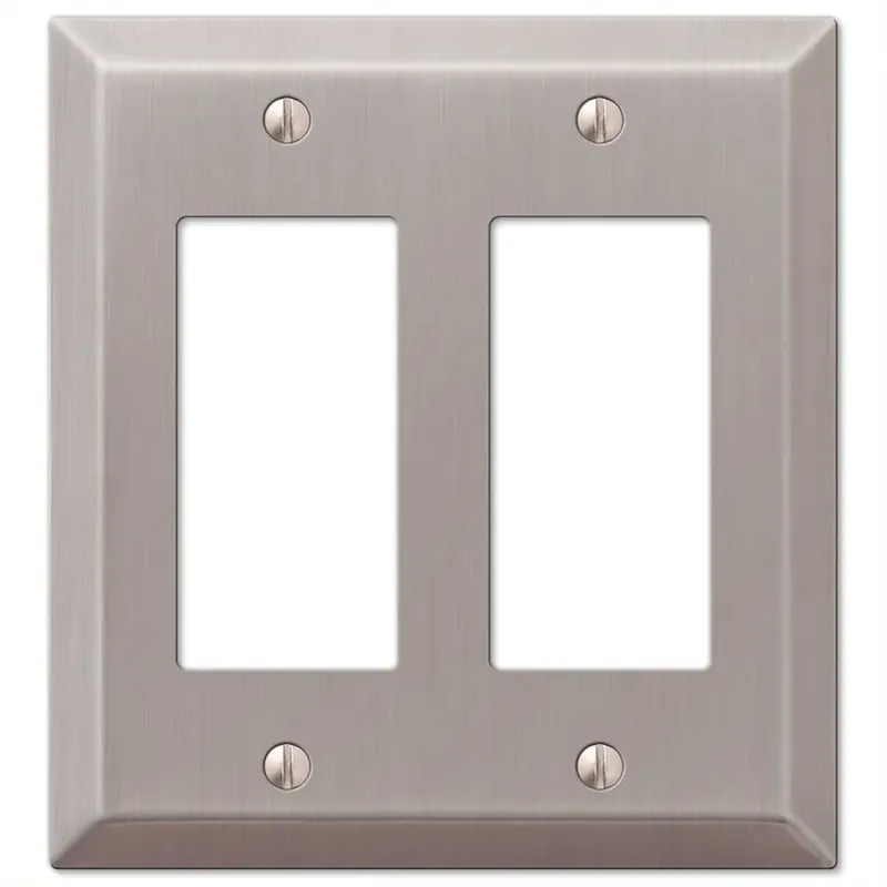 Century Brushed Nickel 2 Gang Stamped Steel Decorator Wall Plate 1 Pk