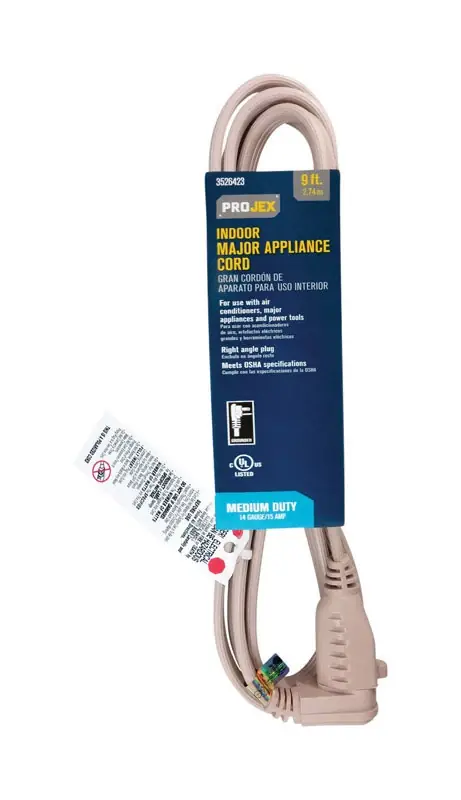 14/3 125v 9 Ft. Indoor Appliance Cord - Beige
