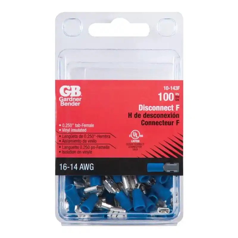 16-14 Ga. Insulated Wire Female Disconnect Blue 100 Pk