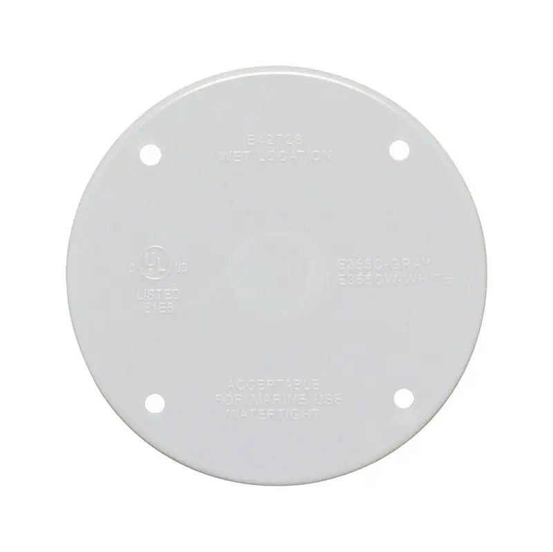 Round Plastic Flat Box Cover For Wet Locations, Model 14170wh, 4.29 In.