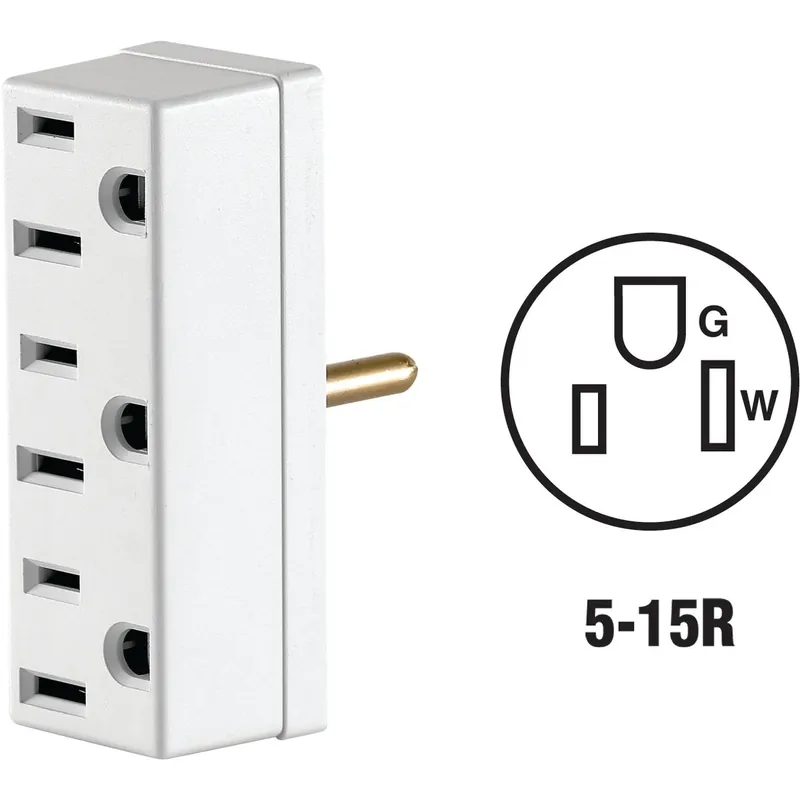 Grounded 3 Outlets Outlet Adapter 1 Pk