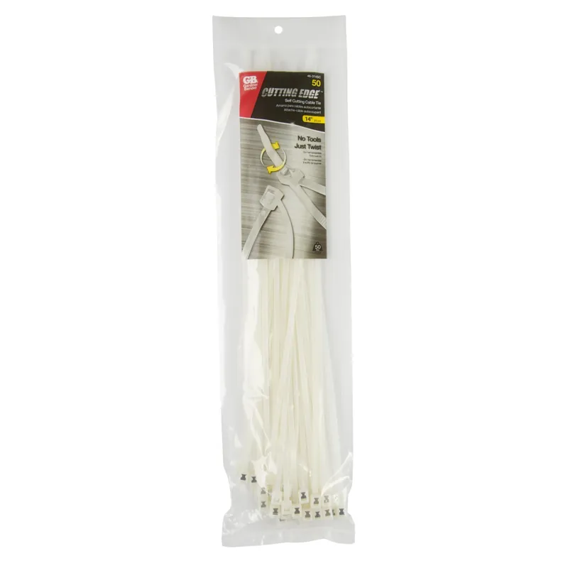 14 In. L Clear Self-cutting Cable Tie 50 Pk