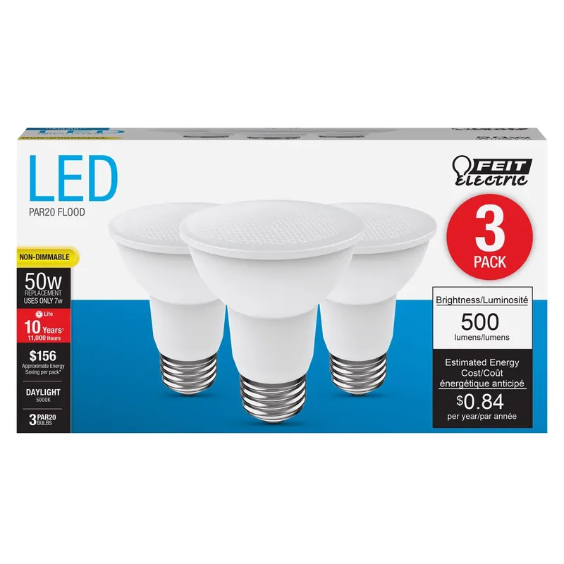 Par20 E26 (medium) Led Bulb Daylight 50 Watt Equivalence 3 Pk