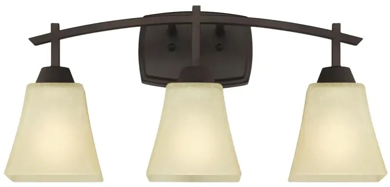 Midori 3-light Oil Rubbed Bronze Wall Sconce With Amber Linen Glass Shades