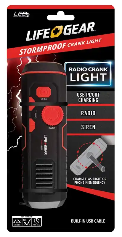 Storm Proof Led 100 Lumen Crank Emergency Light And Radio