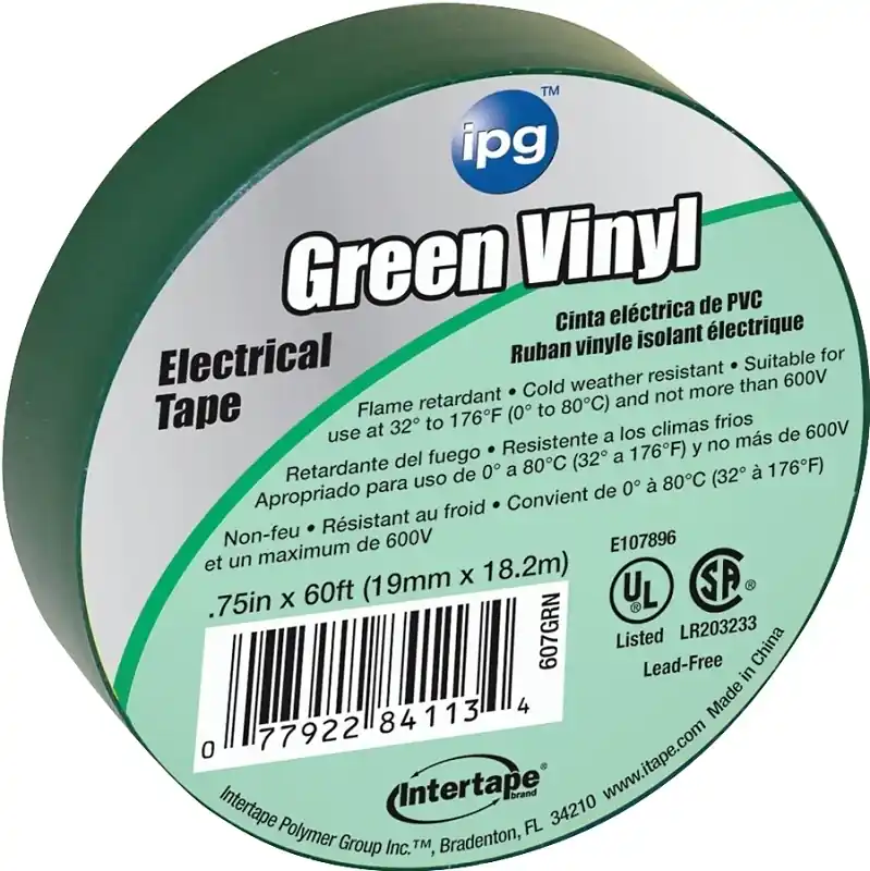 0.75 In. W X 60 Ft. L Green Vinyl Electrical Tape - Model 607grn