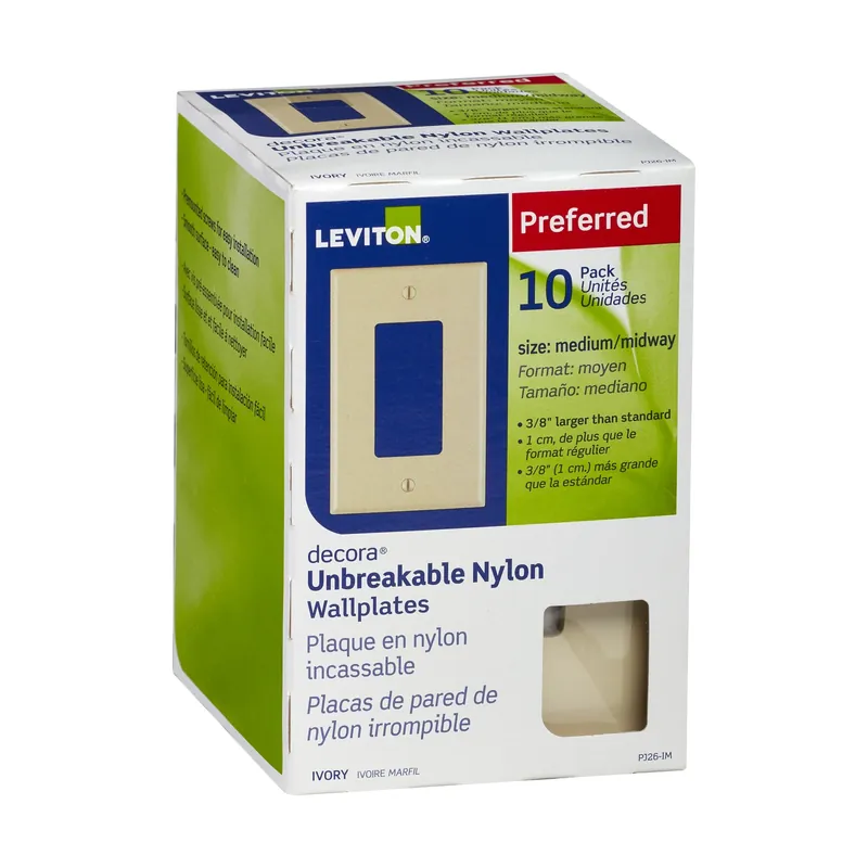 Decora Ivory 1 Gang Thermoplastic Nylon Decorator Wall Plate 10 Pk