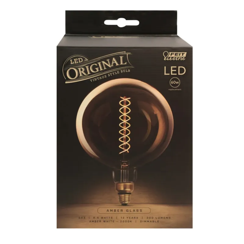 G63 E26 (medium) Filament Led Bulb Amber White 60 Watt Equivalence 1 Pk