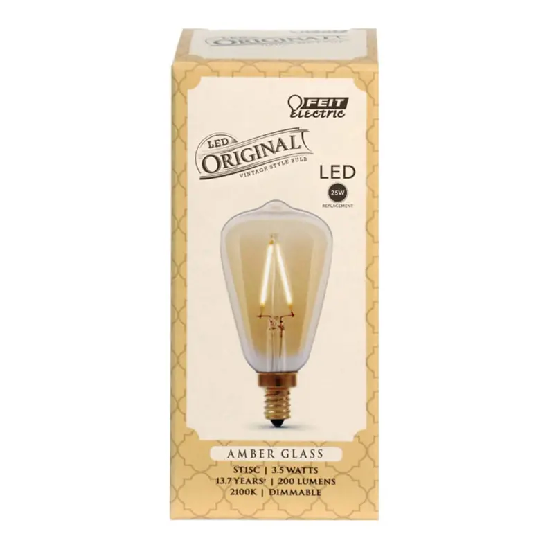 St15 E12 (candelabra) Filament Led Bulb Amber Soft White 25 Watt Equivalence 1 Pk