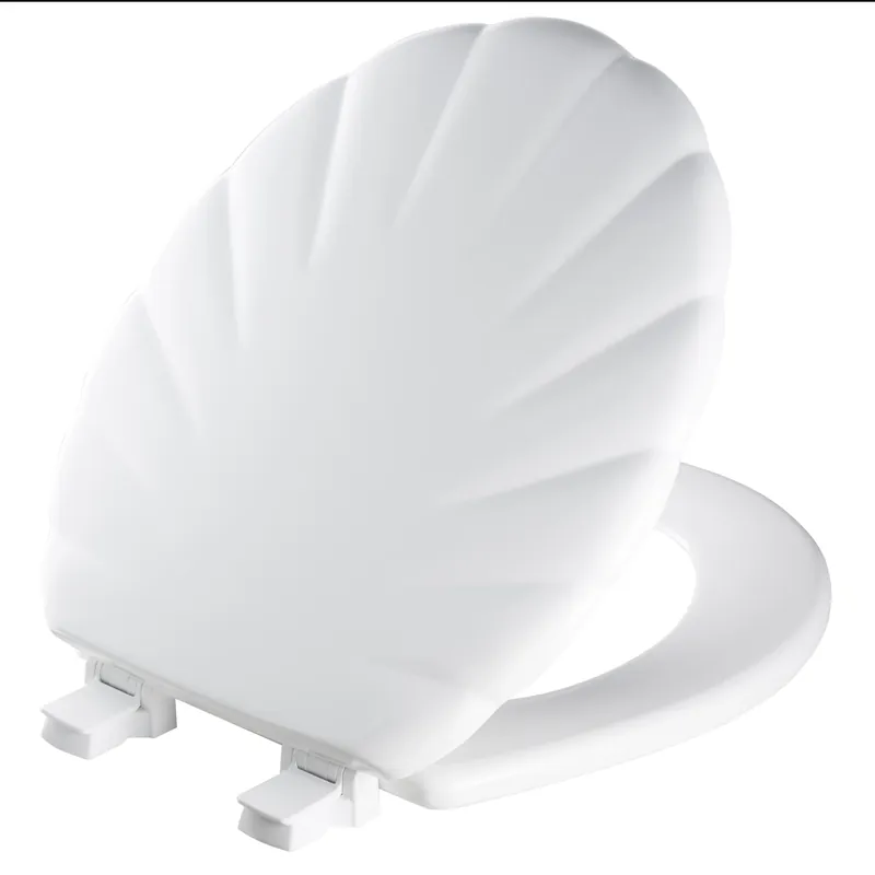 Mayfair Round Molded Wood Toilet Seat, Easy-clean & Change® Sta-tite® Hinge, Shell Design, White