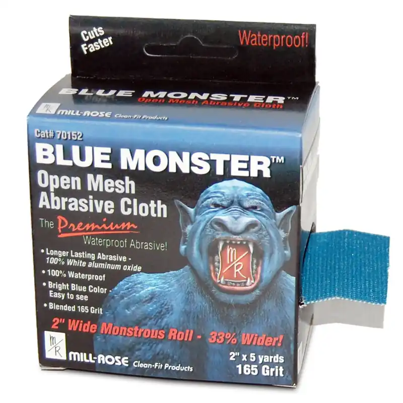Blue Monster 5 Yards Long X 2 Inches Wide Aluminum Oxide 165 Grit Open Mesh Abrasive Cloth