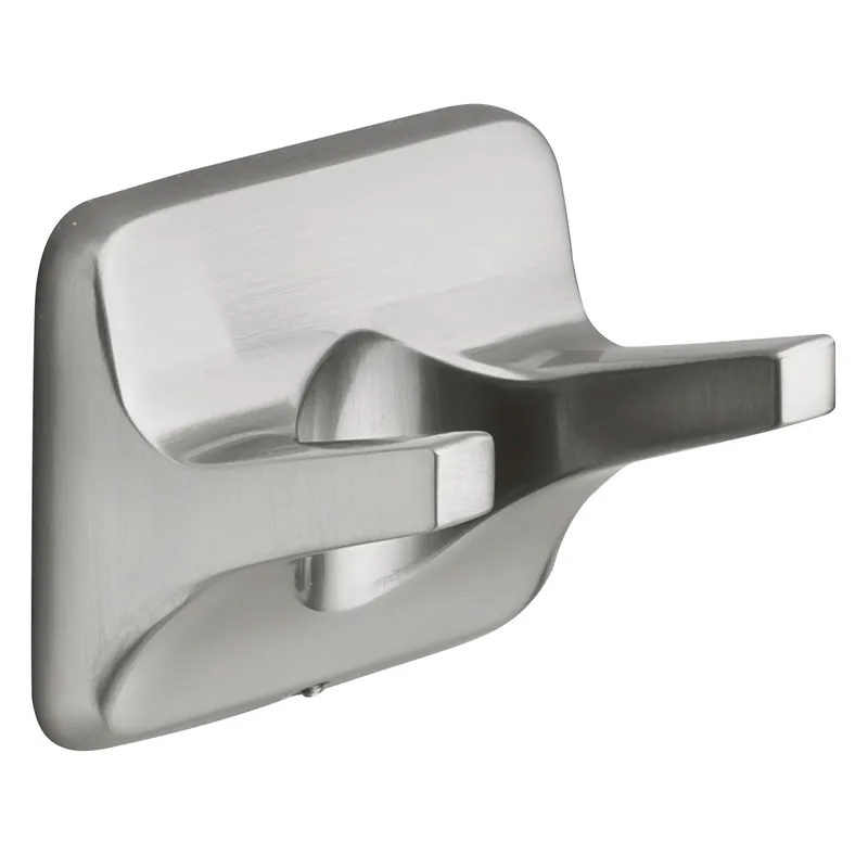 Brushed Nickel Double Robe Hook - Model 297-0304-ob - Durable Die-cast Zinc