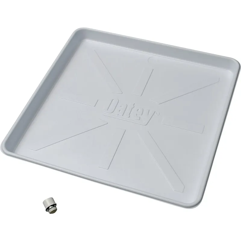 28 In. X 30 In. Plastic Washing Machine Drain Pan With Pvc Fitting