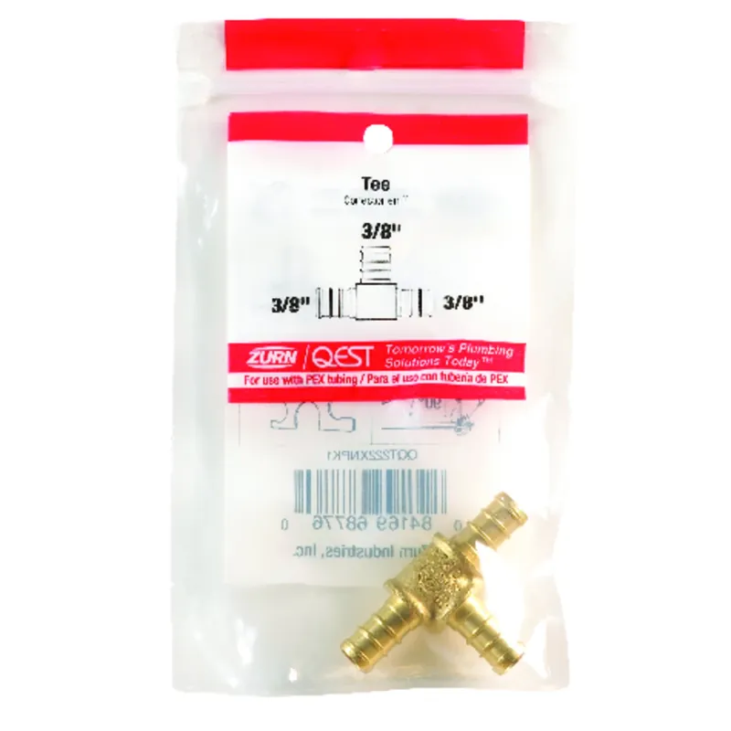 Barb Pex Tee, Lead-free Brass, 3/8 X 3/8 X 3/8 In.