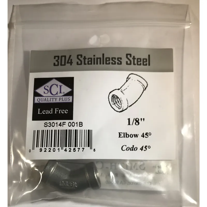 1/8 In. Fpt X 1/8 In. Fpt Stainless Steel 45 Degree Elbow