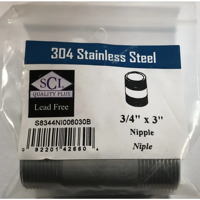3/4 In. Mpt Stainless Steel 3 In. L Nipple For Plumbing Applications