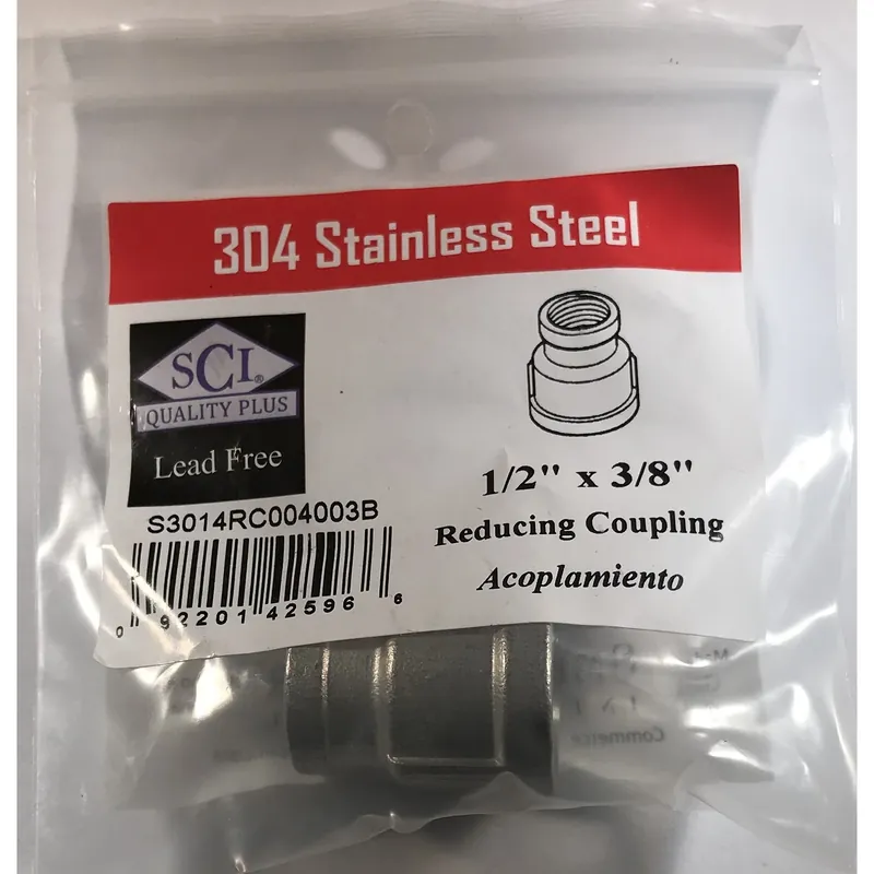 1/2 In. Fpt X 3/8 In. Fpt Stainless Steel Reducing Coupling