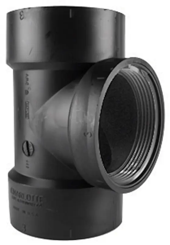 Abs/dwv Test Tee Without Cleanout Plug, Hub X Hub X Fip, 1-1/2 In.