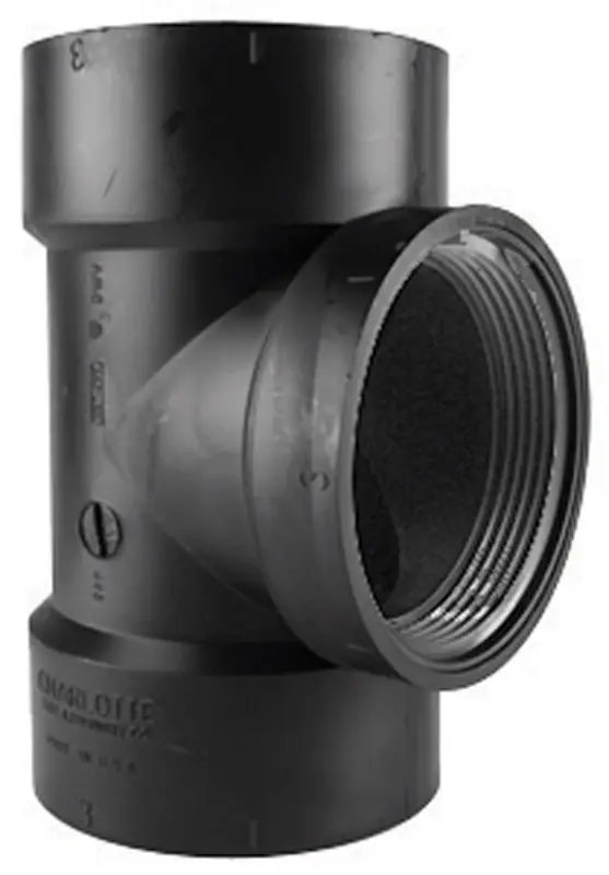 Abs/dwv Test Tee Without Cleanout Plug, Hub X Hub X Fip, 2 In.