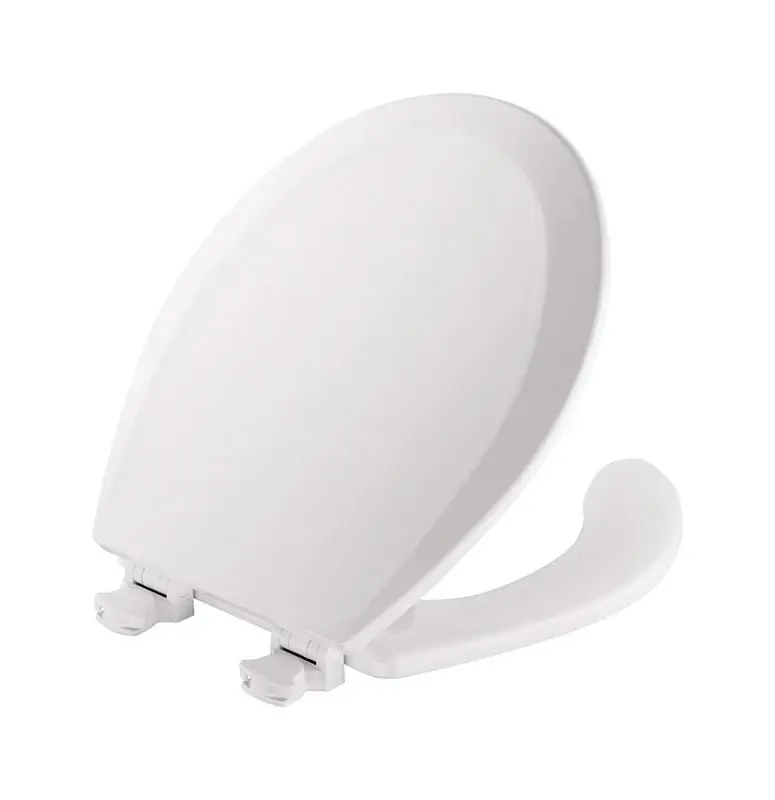 By Bemis Round White Molded Wood Toilet Seat With Easy Clean & Change Hinges