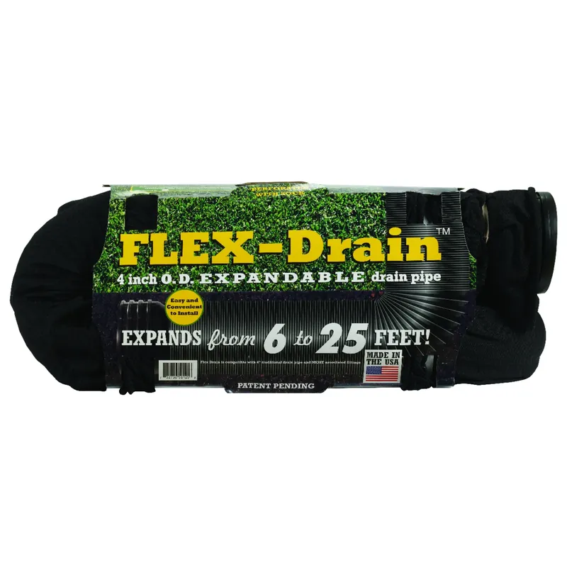 4 In. X 25 Ft. Expandable Perforated Drainage Pipe With Sock