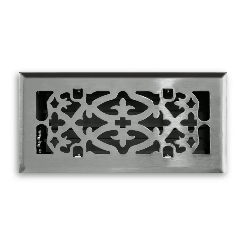 4 In. H X 10 In. W 1-way Satin Silver Steel Floor Diffuser