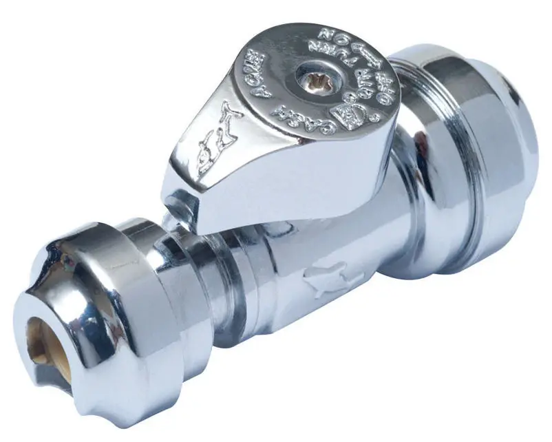 Straight Stop Valve – 1/2" X 1/4" Compression, Brass Body, 200 psi