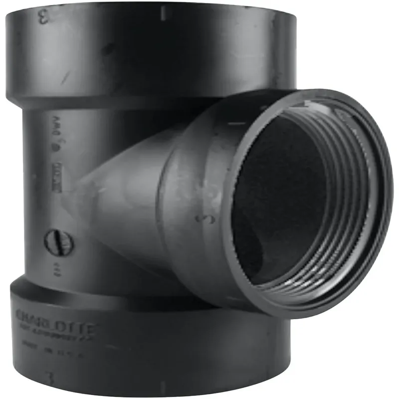 Abs/dwv Test Tee Without Cleanout Plug, Hub X Hub X Fip, 3 In.
