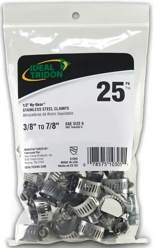 Hy Gear 3/8 In To 7/8 In. Sae 6 Silver Hose Clamp Stainless Steel Band