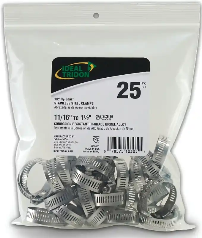 11/16 In. 1-1/2 In. Sae 16 Silver Hose Clamp Stainless Steel Band