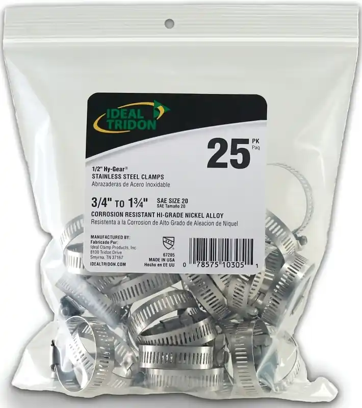 Hy Gear 3/4 In To 1-3/4 In. Sae 20 Silver Hose Clamp Stainless Steel Band