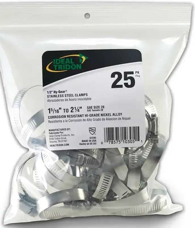 Hy Gear 1-5/16 In To 2-1/4 In. Sae 28 Silver Hose Clamp Stainless Steel Band