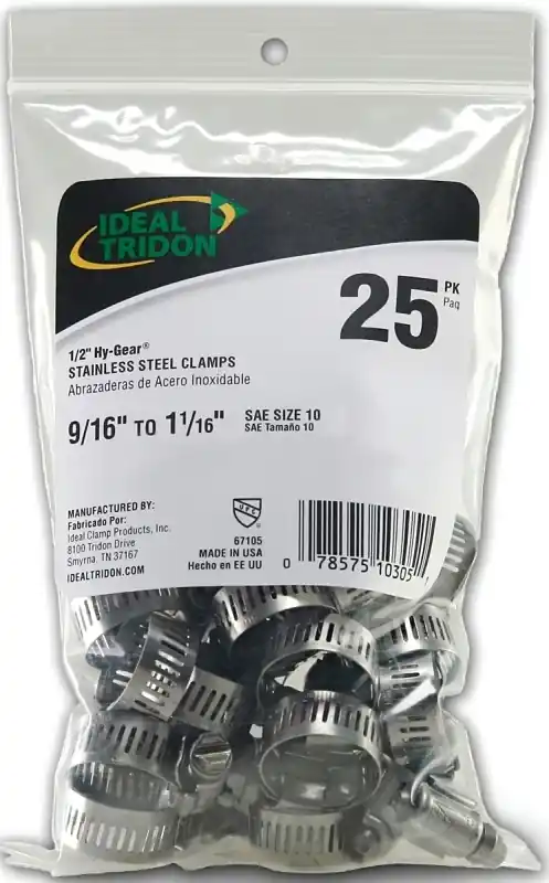 1/2 In. 1-1/16 In. Sae 10 Silver Hose Clamp Stainless Steel Band