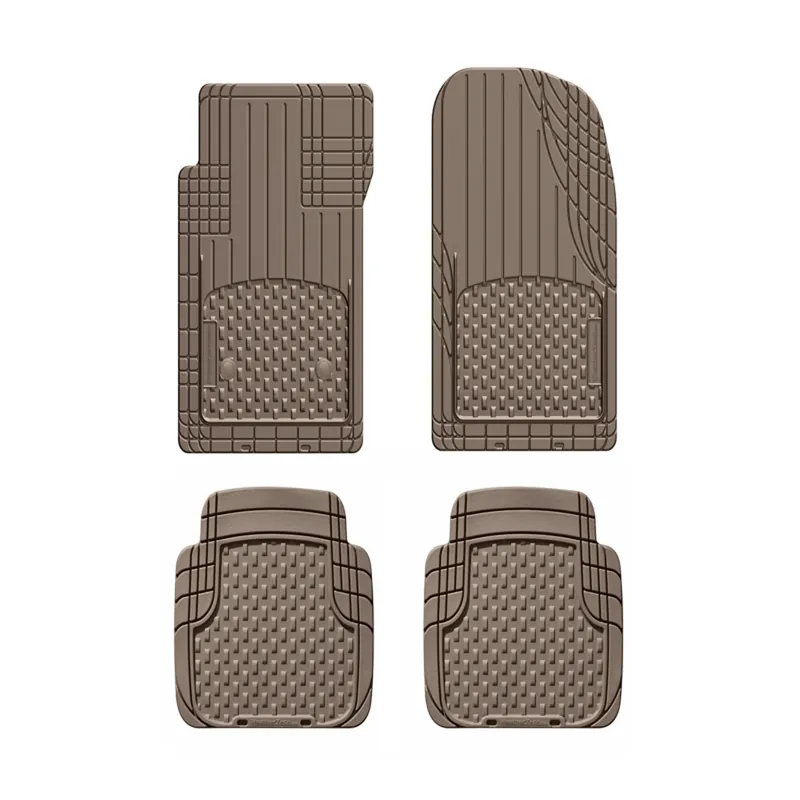 Trim-to-fit Tan Rubber Molded Auto Floor Mats 4 Pk