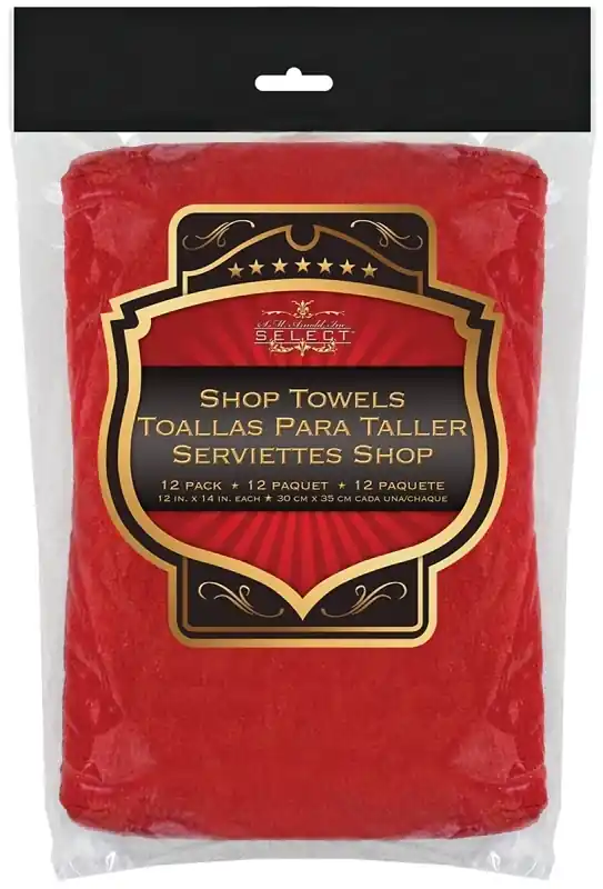 Select 85-765 Mechanic Red Woven Shop Towel, 100% Cotton, 13 In X 15 In