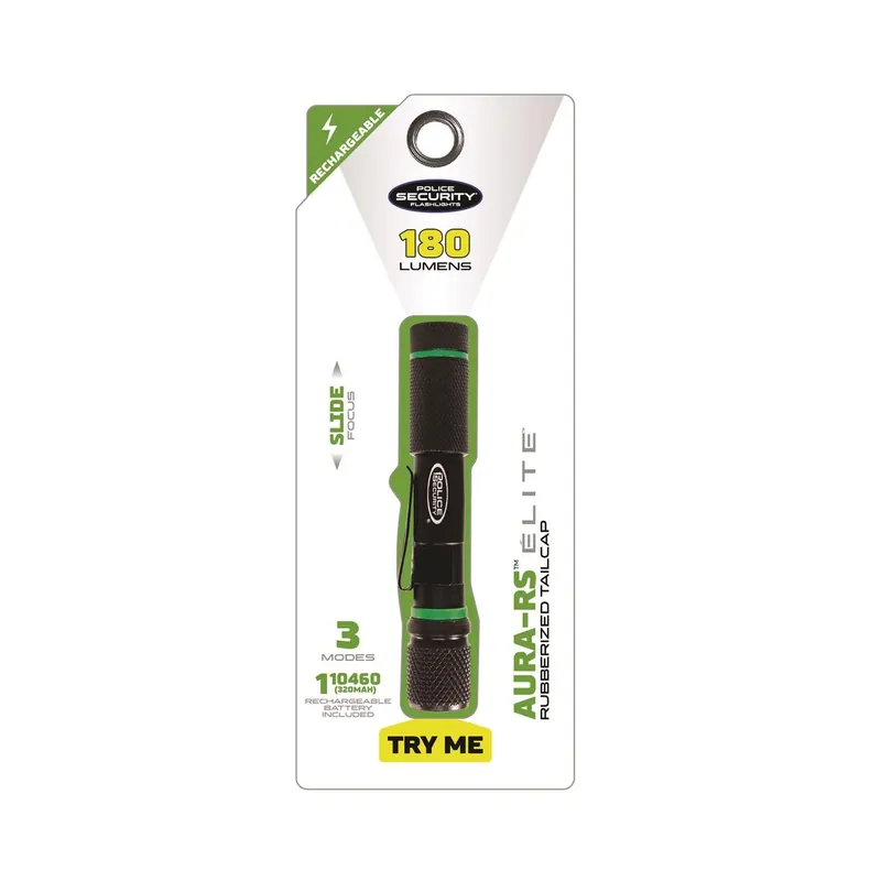 Aura Rs Rechargeable Led Flashlight, 180 Lumens, 3 Modes