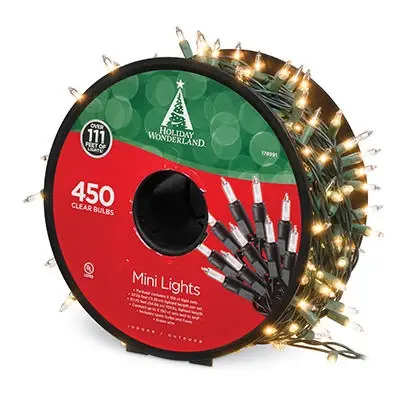Christmas Mini Light Set, Clear, 450-ct. Reel
